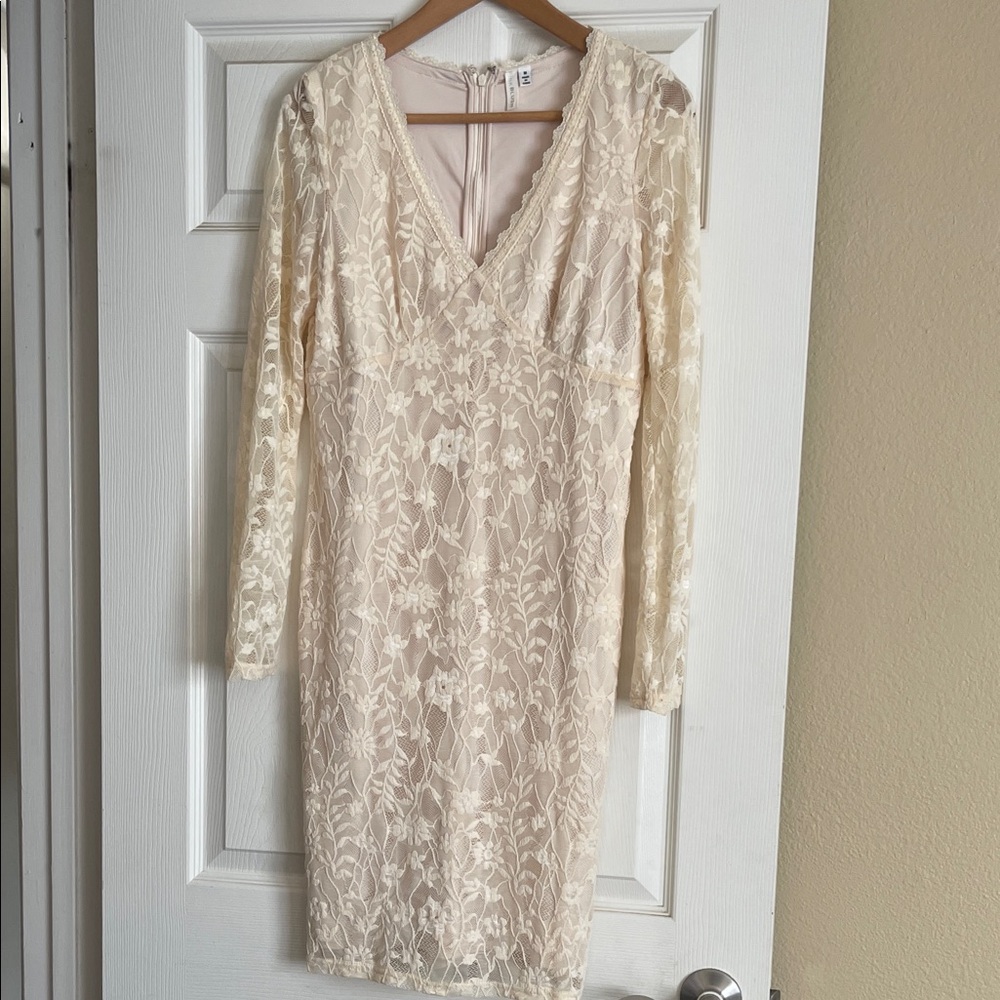 Chic Cream Floral Lace Dress